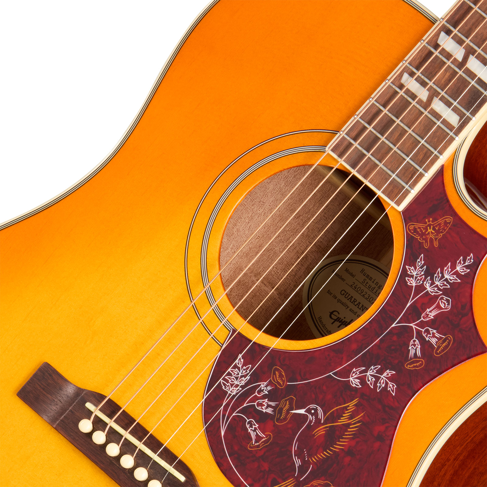 Epiphone Hummingbird Studio Ec Ibg Dreadnought Cw Epicea Acajou Rw - Heritage Cherry Sunburst - Guitarra folk - Variation 2