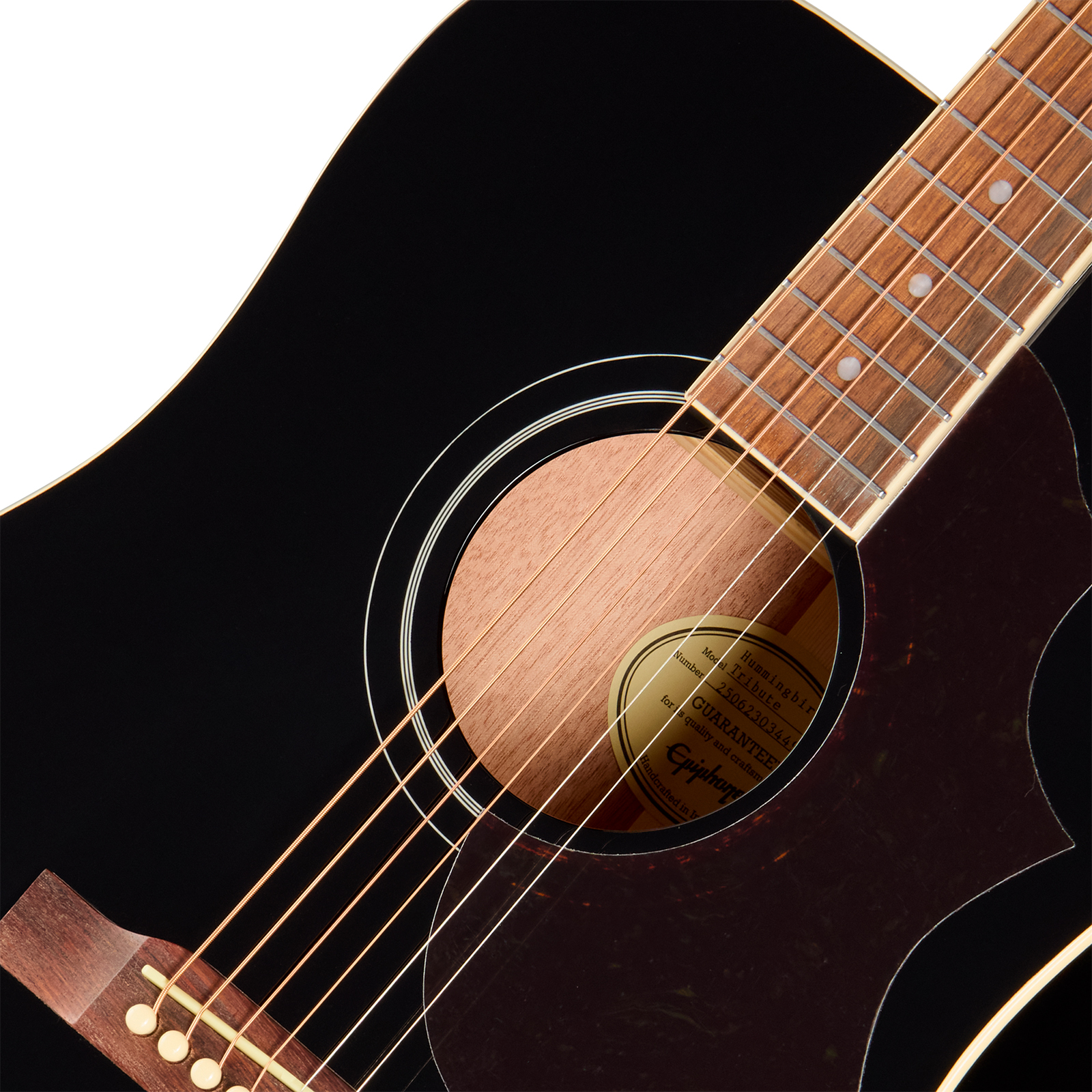 Epiphone Hummingbird Tribute Dreadnought Shsc Epicea Acajou Lau - Ebony - Guitarra folk - Variation 2