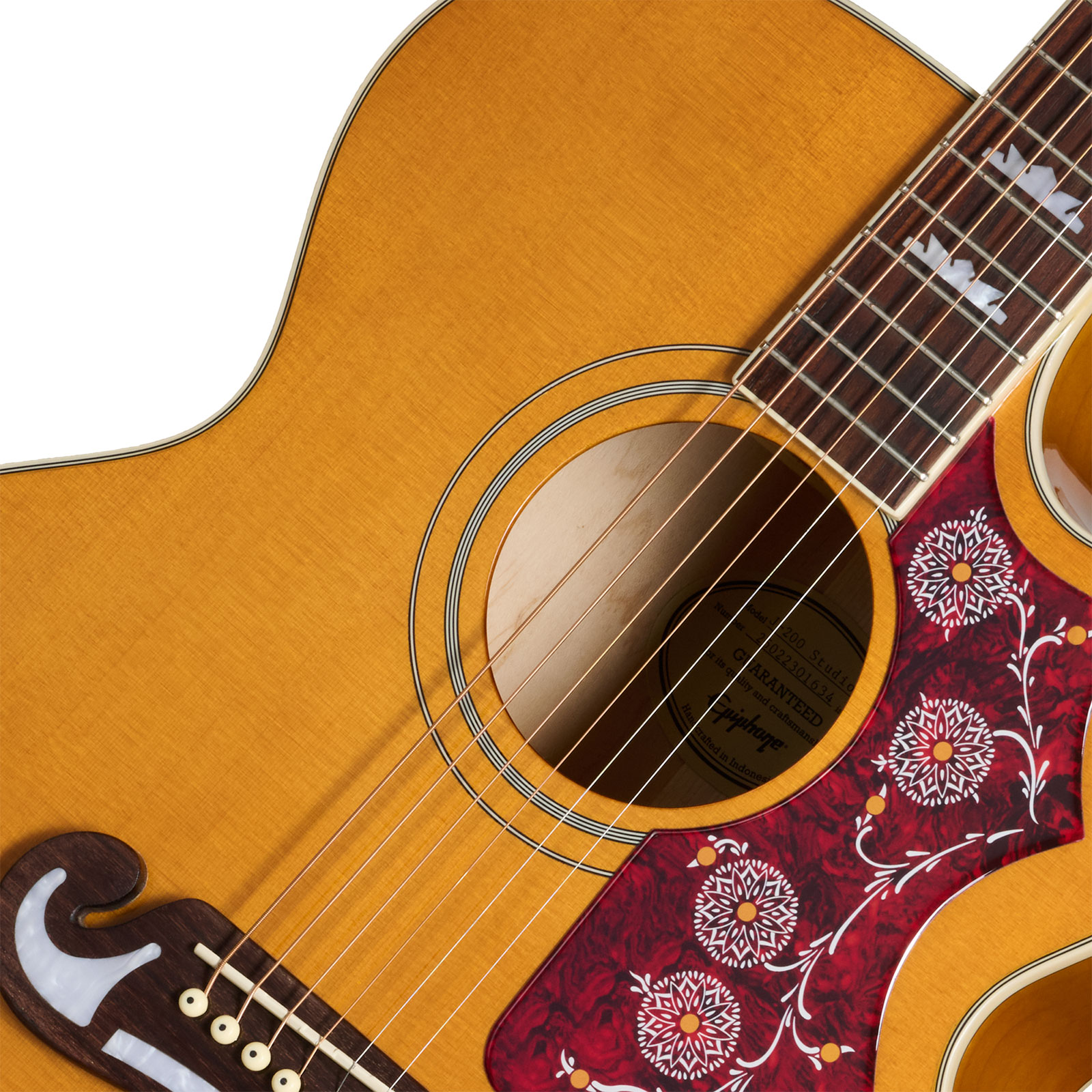 Epiphone J200 Studio Ec Lh Gaucher Ibg Jumbo Cw Epicea Acajou Rw - Natural - Guitarra folk - Variation 2