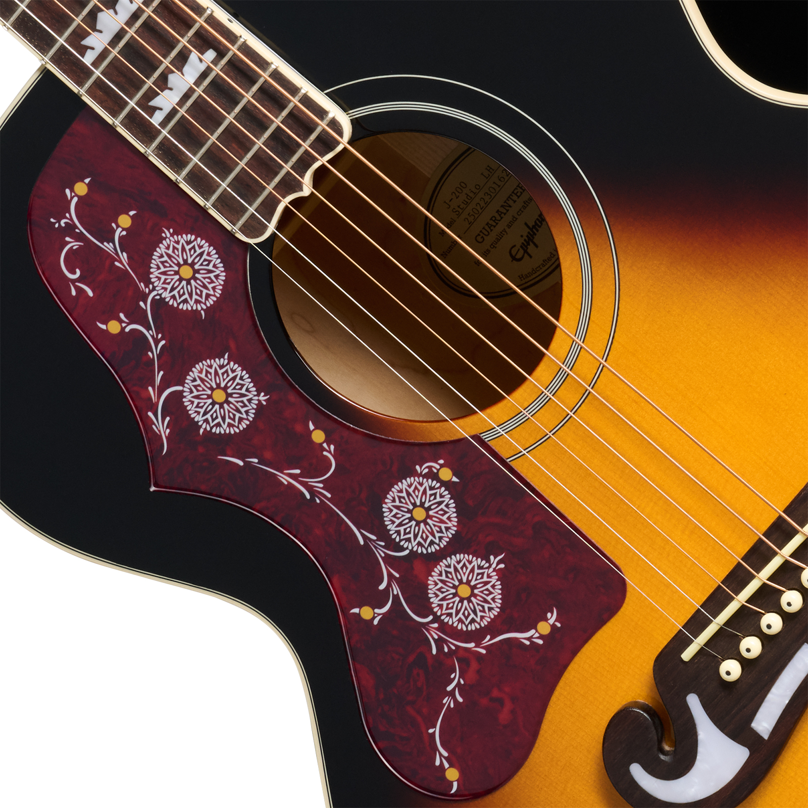 Epiphone J200 Studio Lh Gaucher Ibg Jumbo Epicea Acajou Rw - Vintage Sunburst - Guitarra folk - Variation 2