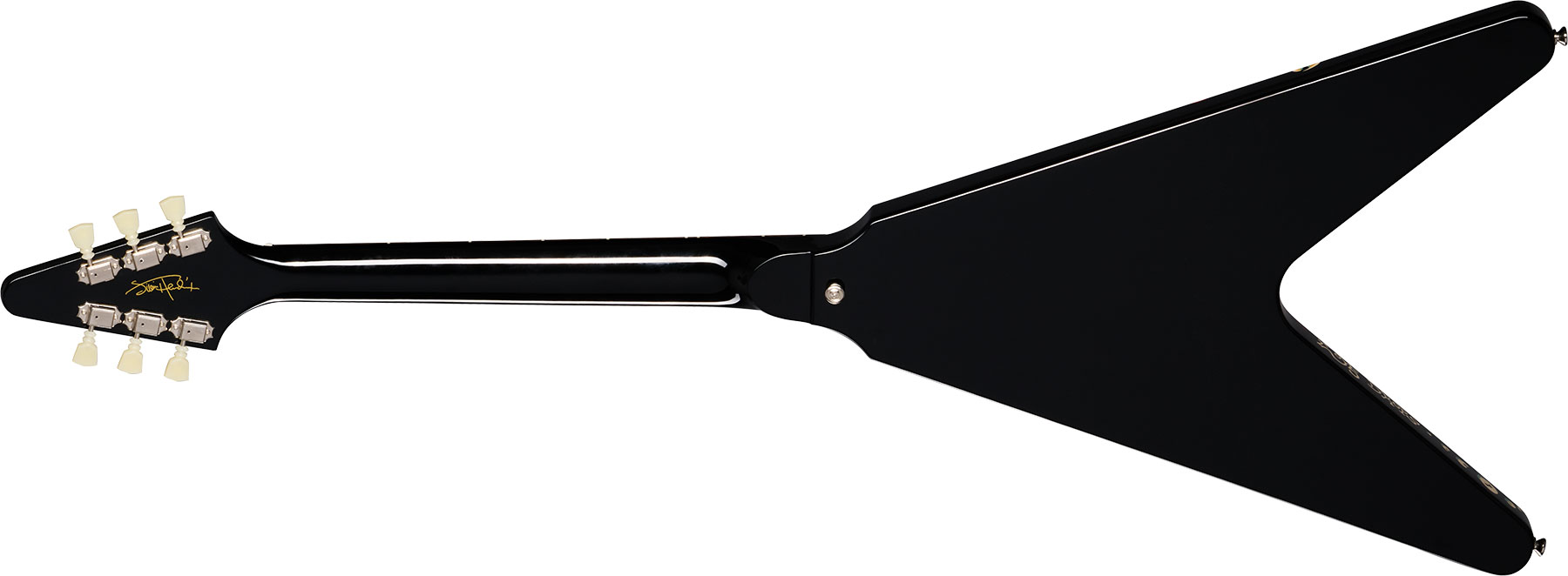 Epiphone Jimi Hendrix Flying V Love Drops Signature 2h Gibson Trem Lau - Ebony - Guitarra eléctrica de autor - Variation 1