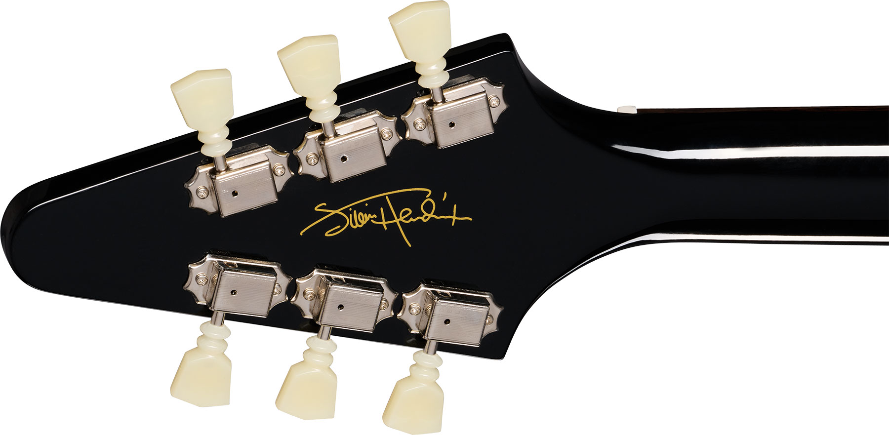 Epiphone Jimi Hendrix Flying V Love Drops Signature 2h Gibson Trem Lau - Ebony - Guitarra eléctrica de autor - Variation 4