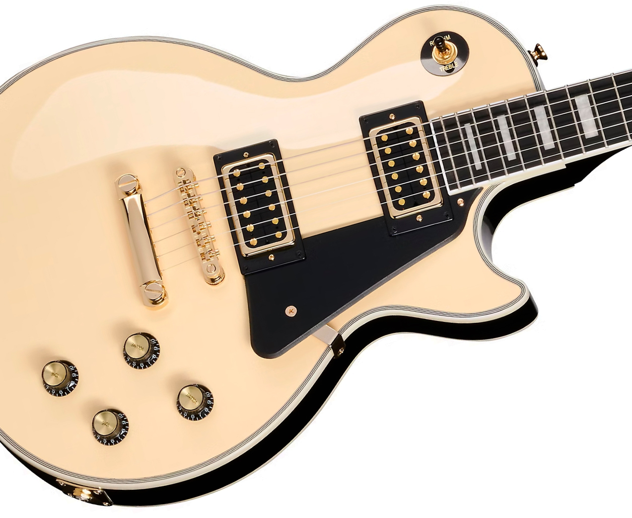 Epiphone Les Paul Custom Blackback Ibg Ltd 2h Ht Eb +housse - Antique Ivory - Guitarra eléctrica de corte único. - Variation 2