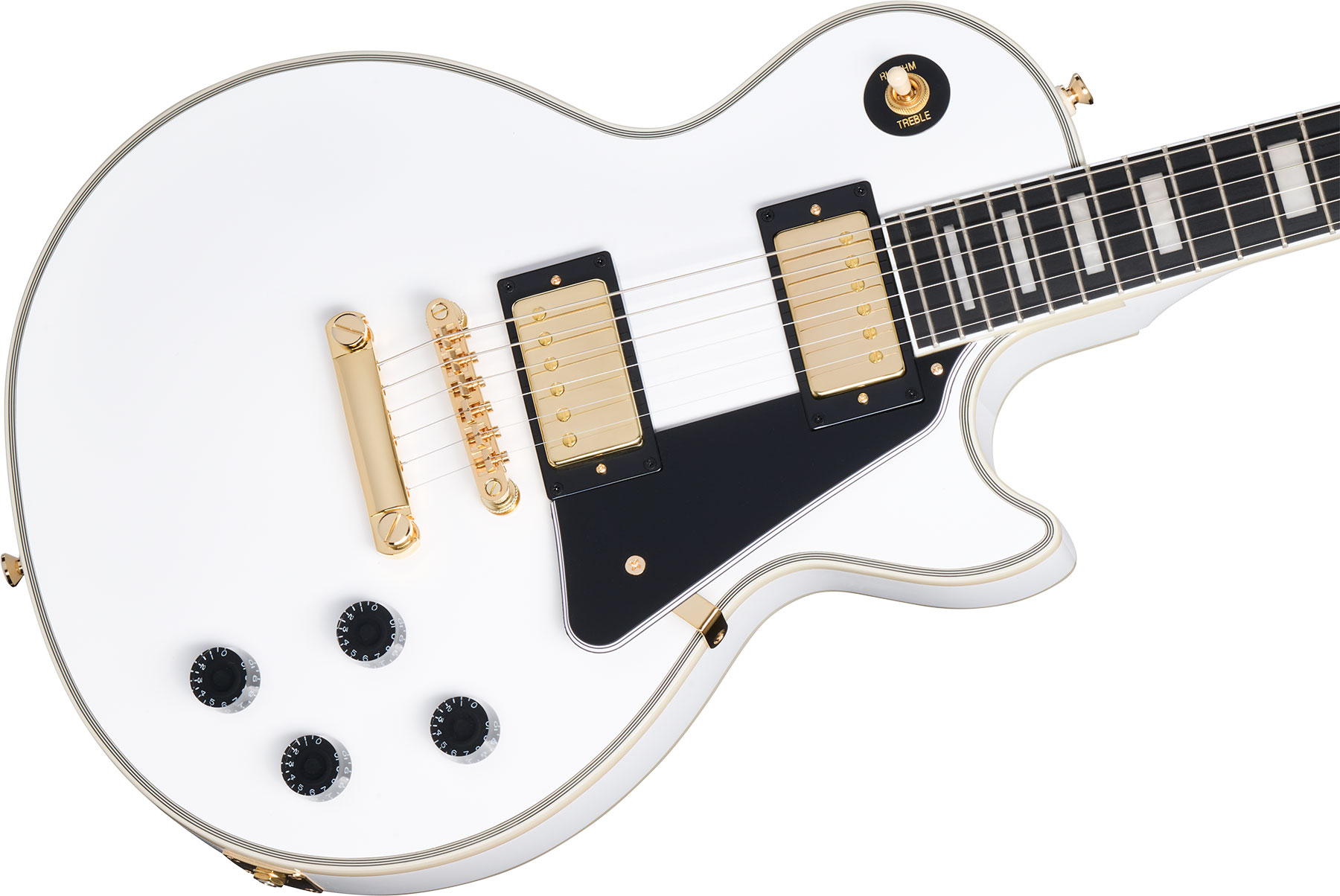 Epiphone Les Paul Custom Insp. By Gibson Original 2h Ht Eb - Alpine White - Guitarra eléctrica de corte único. - Variation 3