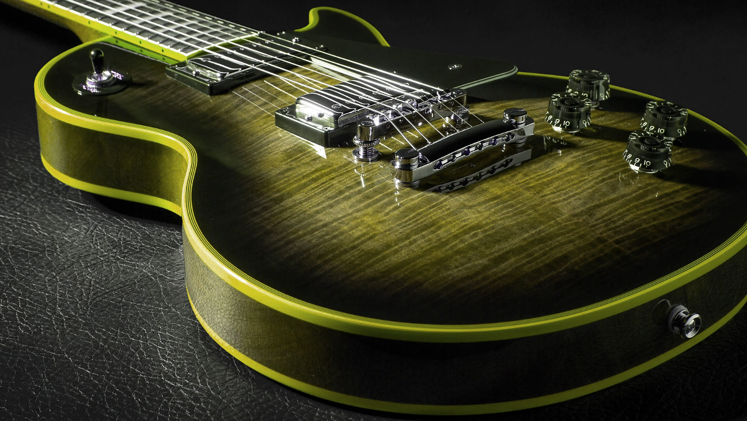 Epiphone Les Paul Custom Widow Ibg 2h Ht Eb - Yellow Burst - Guitarra eléctrica de corte único. - Variation 3