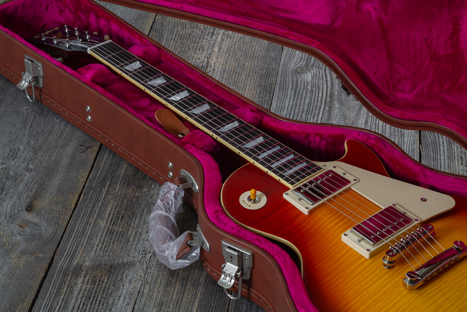 Epiphone Les Paul Standard 1960 Reissue Igc 2h Gibson Ht Rw - Tangerine Burst - Guitarra eléctrica de corte único. - Variation 15