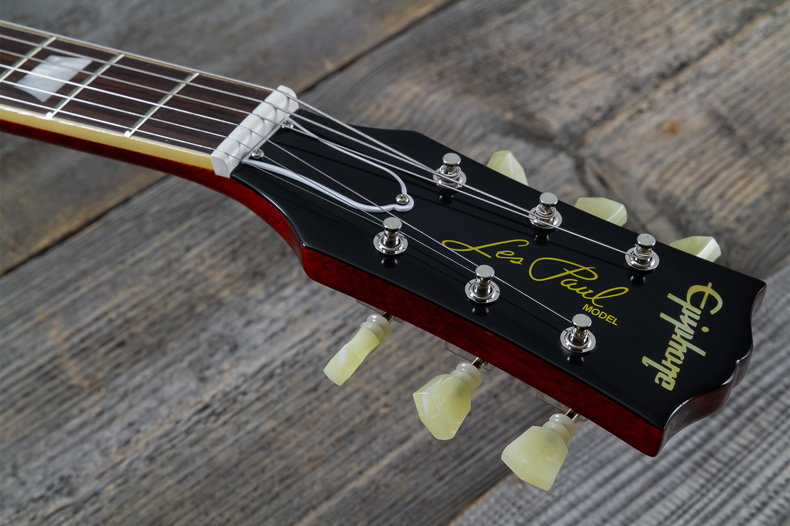 Epiphone Les Paul Standard 1960 Reissue Igc 2h Gibson Ht Rw - Washed Burgundy - Guitarra eléctrica de corte único. - Variation 6