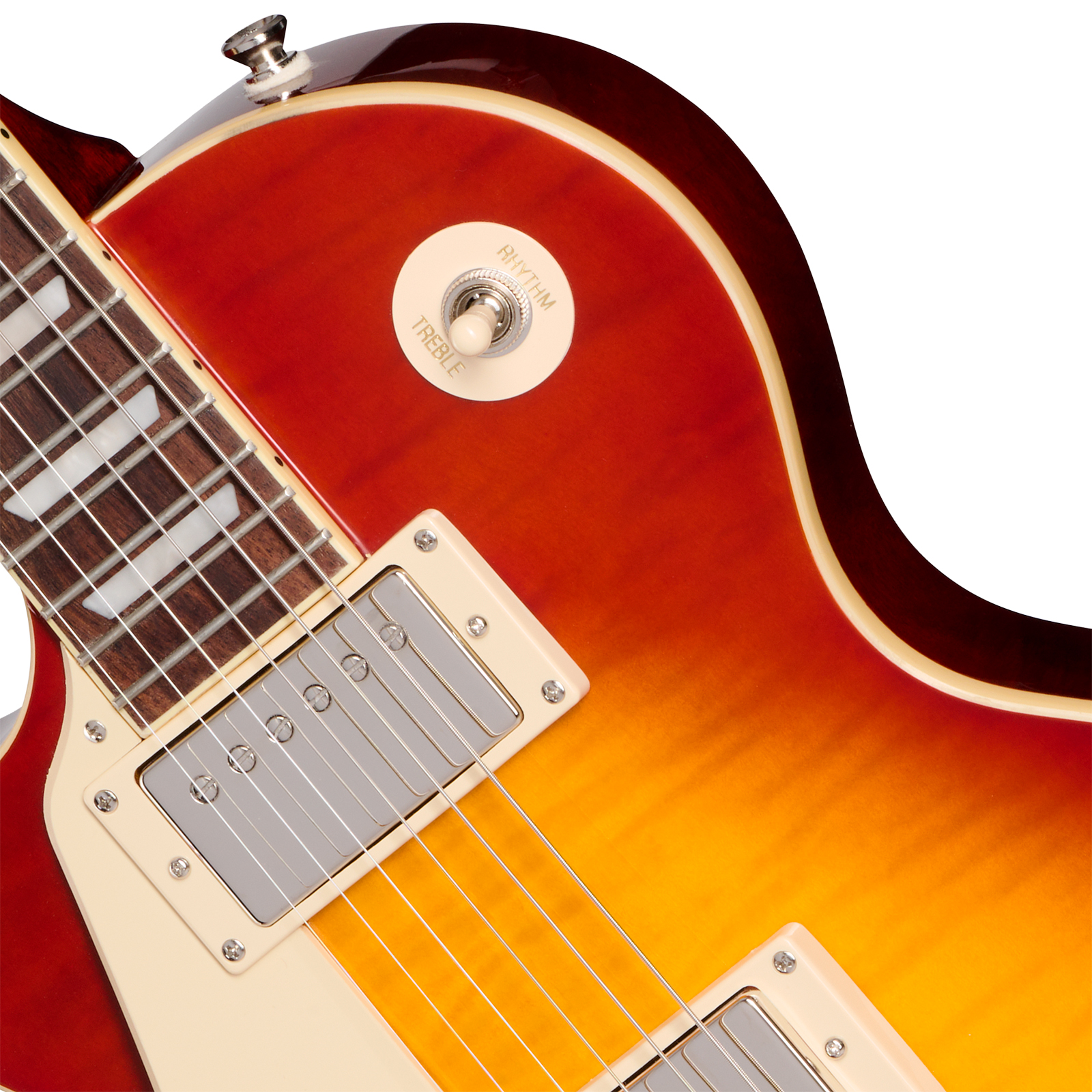 Epiphone Les Paul Standard 50s Figured Lh Ibg Original Gaucher 2h Ht Rw - Washed Cherry Sunburst - Guitarra eléctrica de corte único. - Variation 2