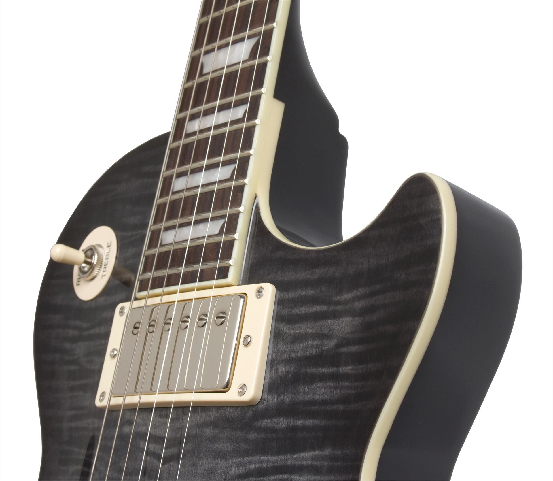 Epiphone Les Paul Standard Plus Top Pro Ltd Ch - Transparent Black - Guitarra eléctrica de corte único. - Variation 3
