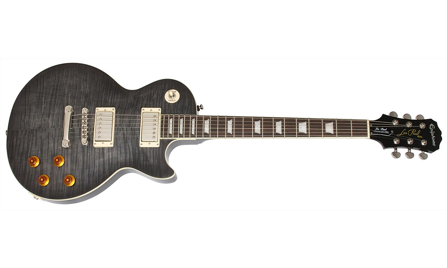 Epiphone Les Paul Standard Plus Top Pro Ltd Ch - Transparent Black - Guitarra eléctrica de corte único. - Variation 1