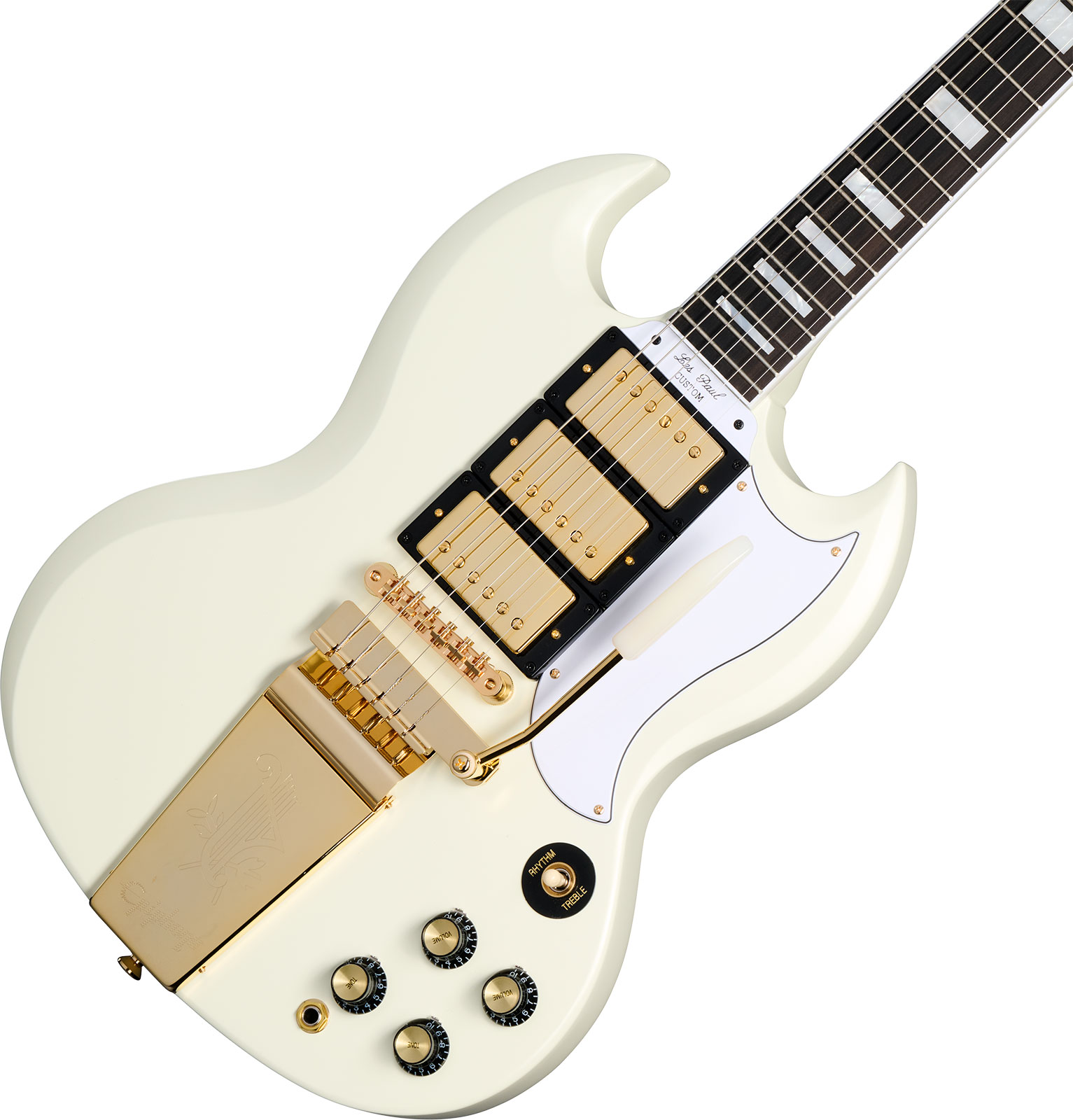 Epiphone Sg Les Paul Custom 1963 Maestro Vibrola Inspired By 2h Trem Eb - Vos Classic White - Guitarra eléctrica de doble corte - Variation 3