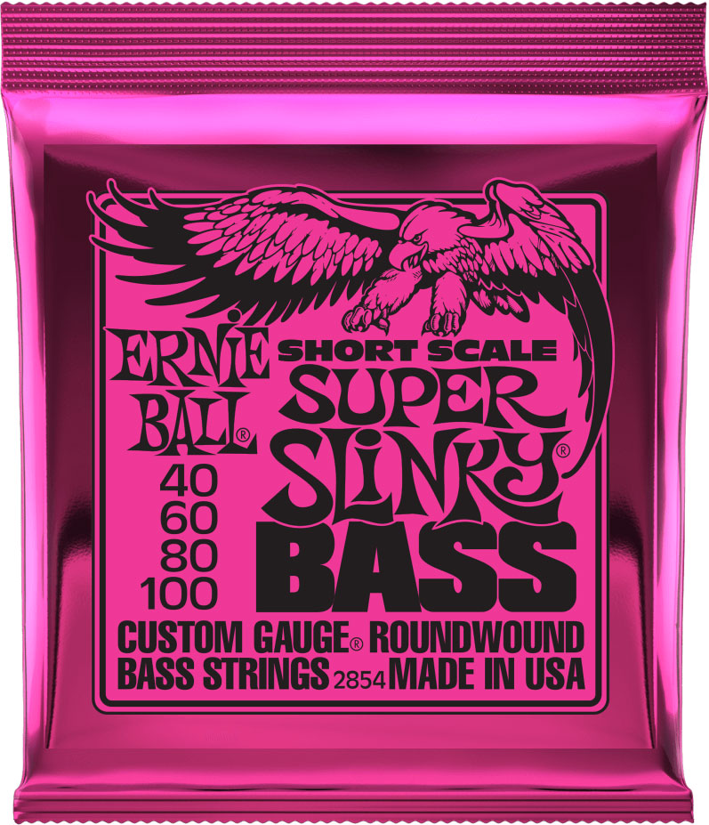 Cuerdas para bajo eléctrico Ernie ball Bass (4) 2854 Super Slinky Short  Scale 40-100