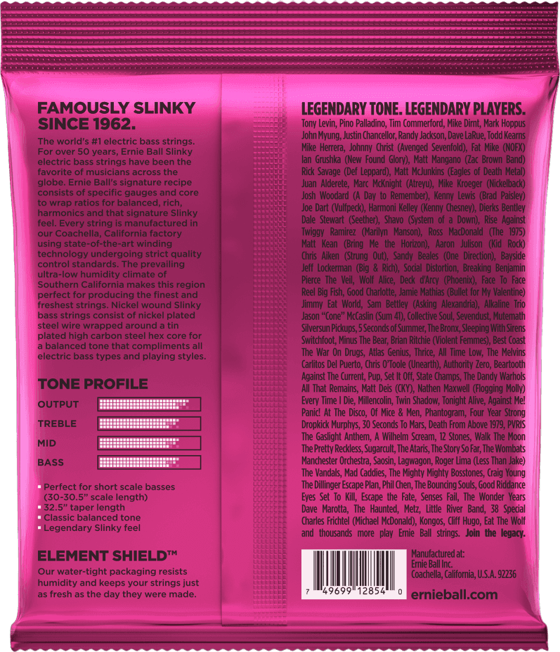 Ernie Ball Jeu De 4 Cordes Bass (4) 2854 Super Slinky Short Scale 40-100 - Cuerdas para bajo eléctrico - Variation 1