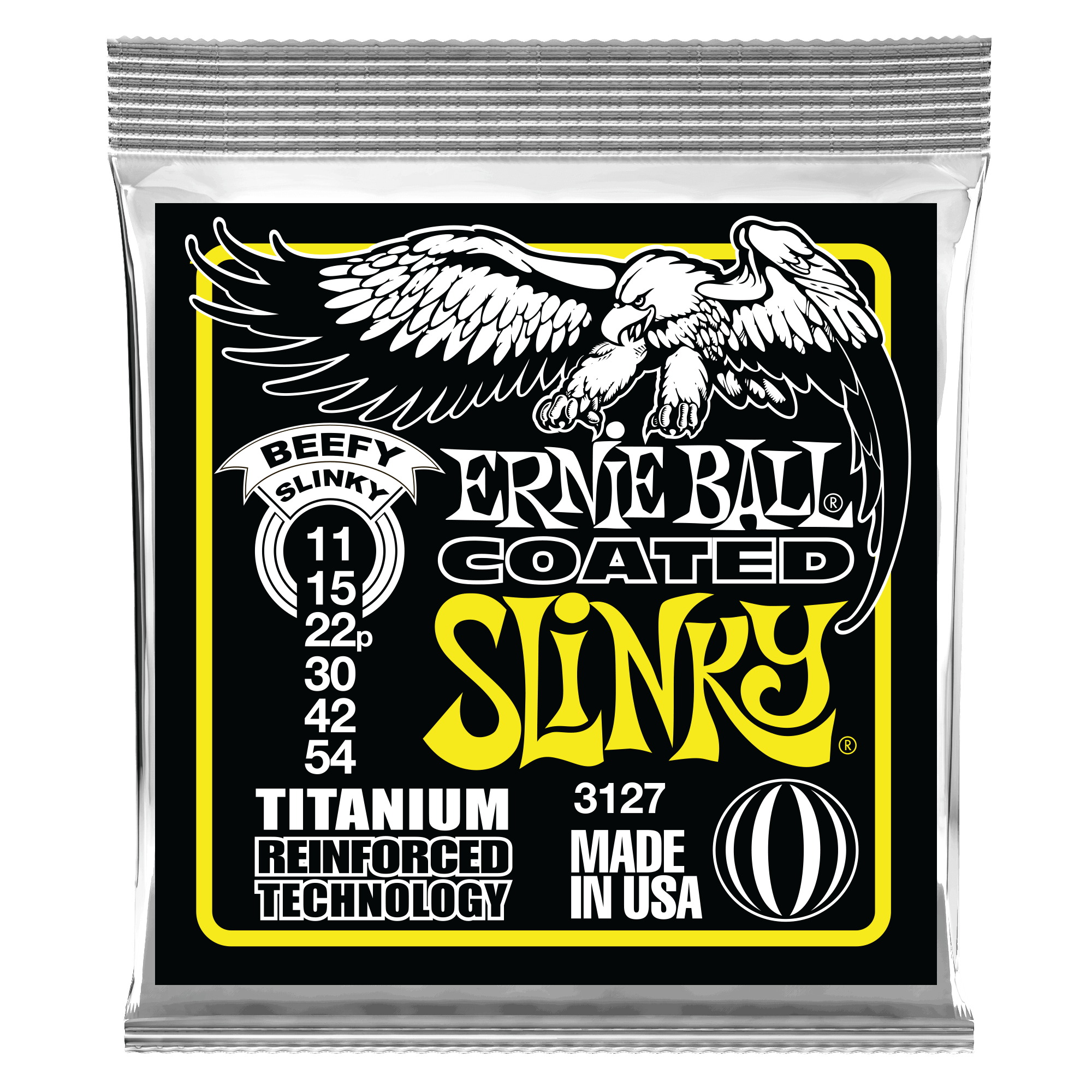 Cuerdas guitarra eléctrica Ernie ball (6) 3127 Titanium Beefy 11-54 - juego de