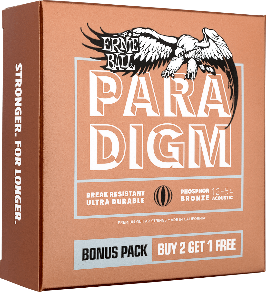 Ernie Ball Jeu De 6 Cordes Folk (3x Set) 3316 Paradigm Phosphor 12-54 - Cuerdas guitarra acústica - Variation 1