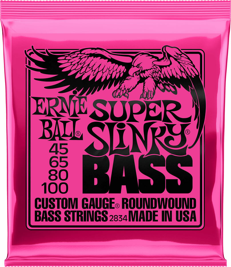 Ernie Ball Jeu De 4 Cordes Bass (4) 2834 Super Slinky 45-100 - Cuerdas para bajo eléctrico - Main picture