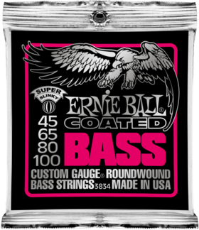 Ernie Ball Jeu De 4 Cordes Bass (4) 3834 Coated Super Slinky 45-100 - Cuerdas para bajo eléctrico - Main picture