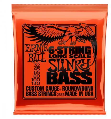Cuerdas para bajo eléctrico Ernie ball Bass (6) 2838 Slinky Long Scale 32-130 - Juego de cuerdas