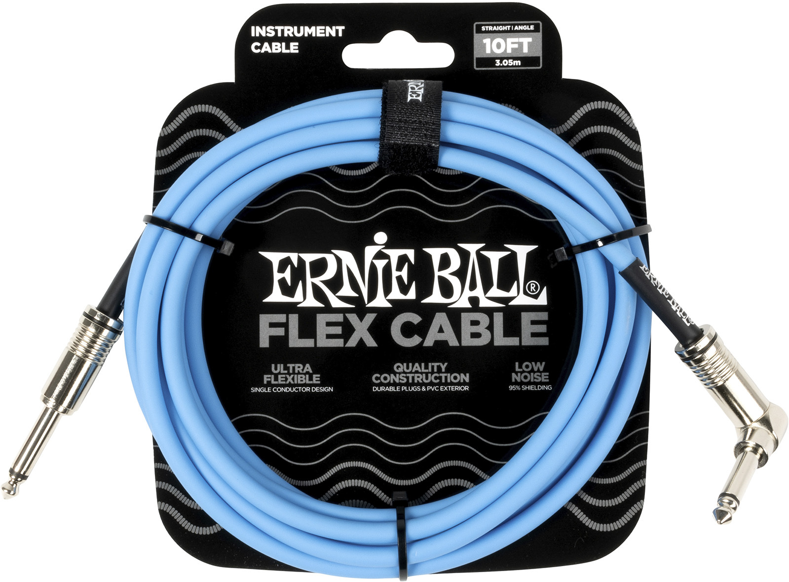 Ernie Ball Câbles Instrument Flex Jack/jack Coudé 3m Bleu - Cable - Main picture