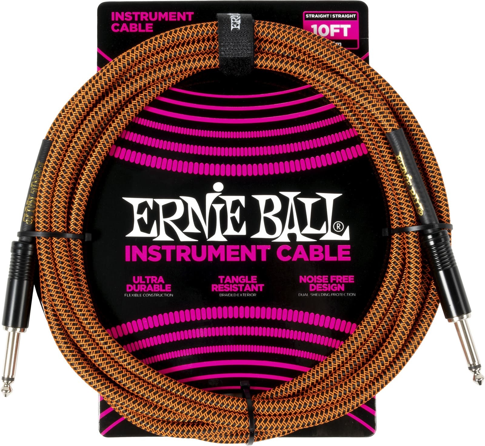 Ernie Ball Cables Instrument Gaine Tissée Jack/jack 3m Orange Et Noir - Cable - Main picture