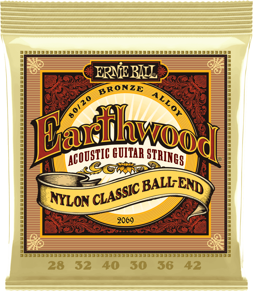 Ernie Ball Jeu De 12 Cordes Classic (12) 2069 Earthwood Nylon 80/20 Bronze Ball-end 28-42 - Cuerdas guitarra clásica nylon - Main picture