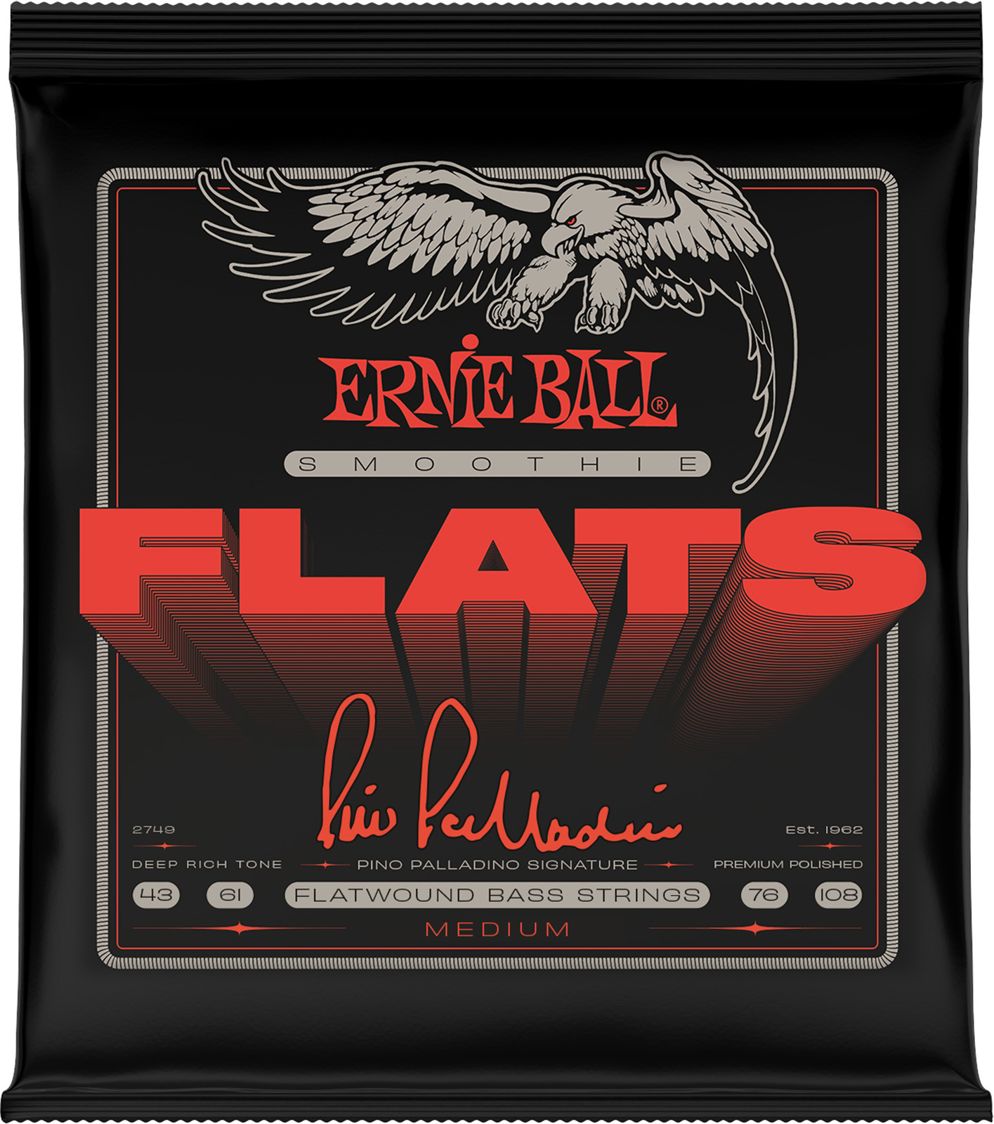Ernie Ball Jeu De 4 Cordes Cordes Basse Filet Plat Signature Pino Palladino Medium 43-108 - Cuerdas para bajo eléctrico - Main picture