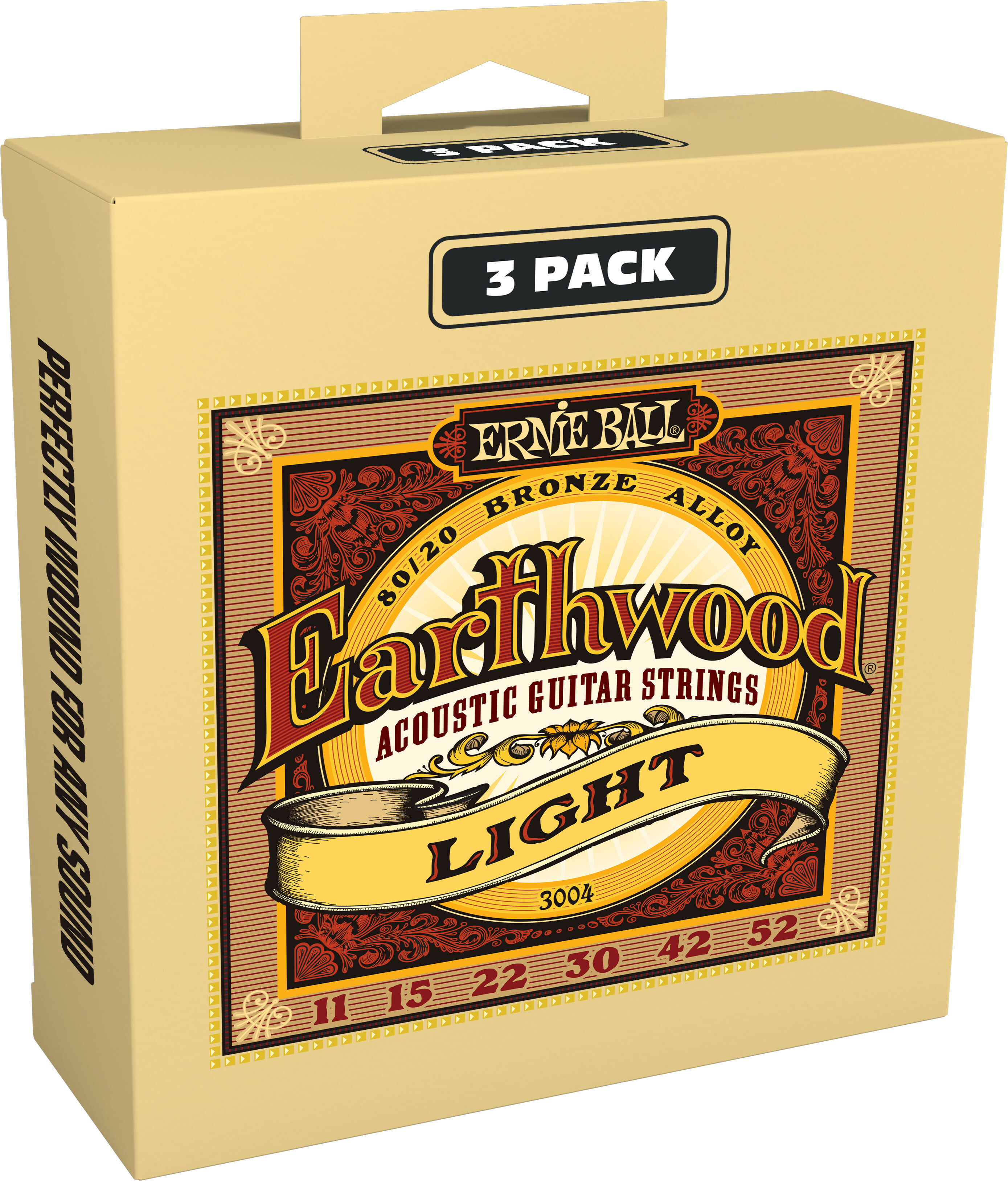 Ernie Ball Earthwood 80/20 Bronze Light 11-52 - Pack De 3 - Cuerdas guitarra acústica - Main picture