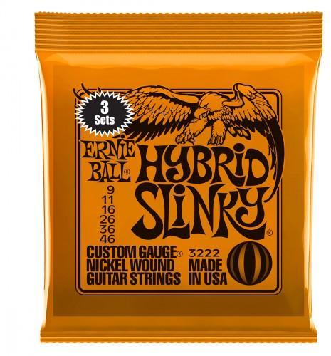 Cuerdas guitarra eléctrica Ernie ball Electric (3x SET) 3222 Hybrid Slinky 9-46 - Juego de cuerdas