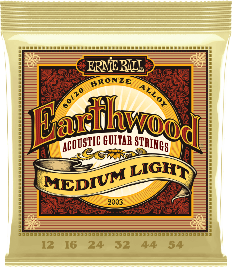 Ernie Ball Jeu De 6 Cordes Folk 2003 Earthwood 80/20 Bronze Medium Light 12-54 - Cuerdas guitarra acústica - Main picture