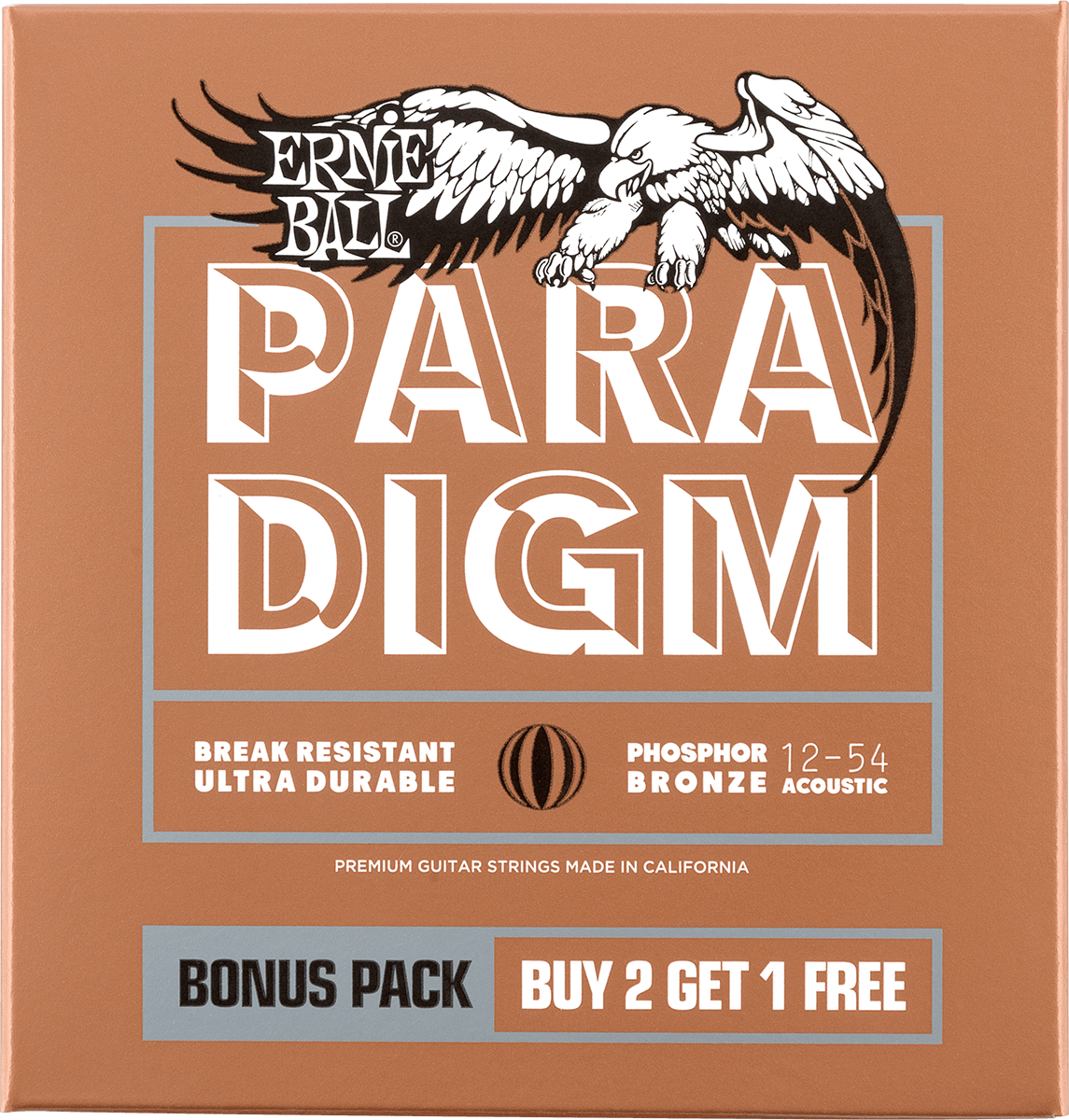 Ernie Ball Jeu De 6 Cordes Folk (3x Set) 3316 Paradigm Phosphor 12-54 - Cuerdas guitarra acústica - Main picture