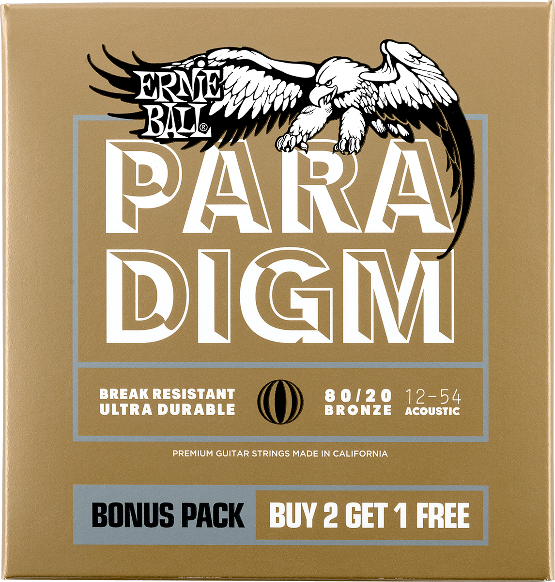 Ernie Ball Jeu De 6 Cordes Folk (3x Set) 3326 Paradigm 80/20 12-54 - Cuerdas guitarra acústica - Main picture