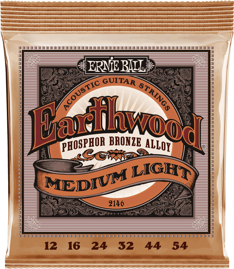 Ernie Ball Jeu De 6 Cordes Folk (6) 2146 Earthwood Phosphore Bronze Medium Light 12-54 - Cuerdas guitarra acústica - Main picture