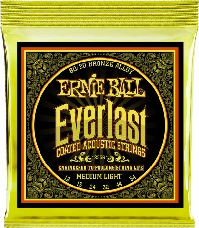 Ernie Ball Jeu De 6 Cordes Folk (6) 2556 Everlast Coated 80/20 Bronze Medium Light 12-54 - Cuerdas guitarra acústica - Main picture