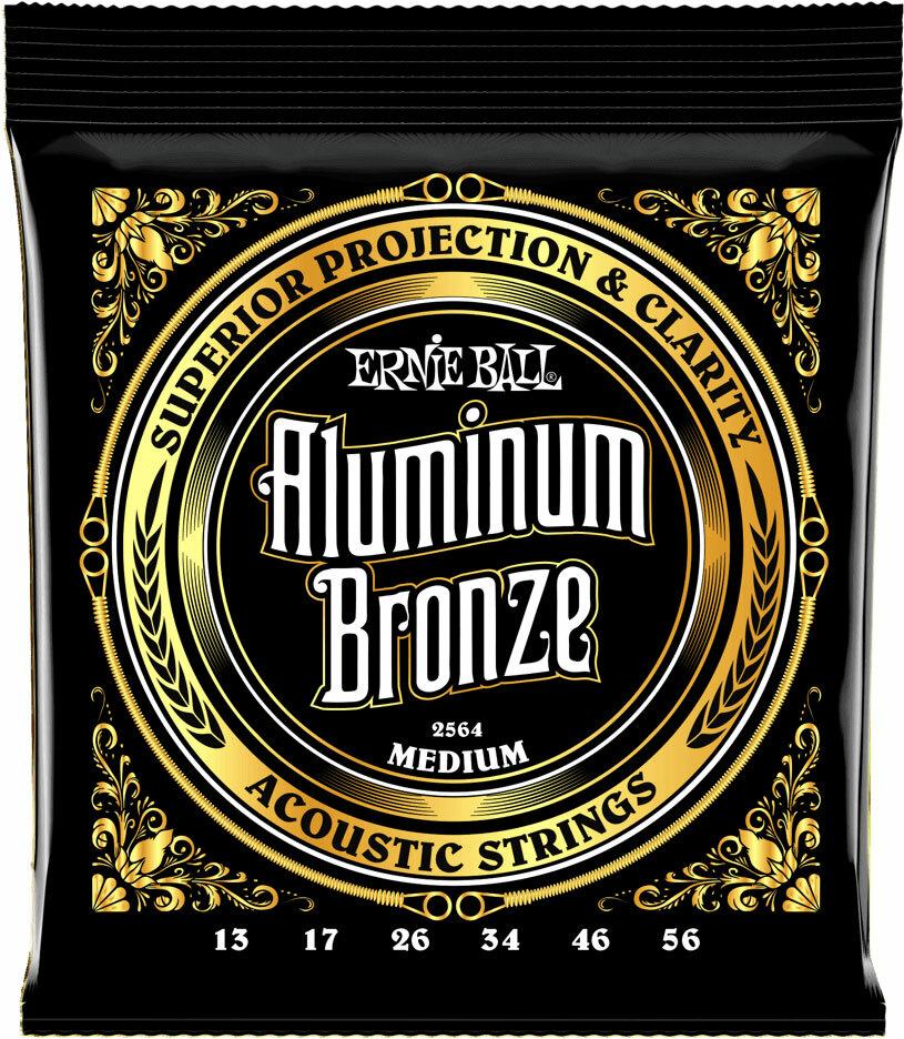 Ernie Ball Jeu De 6 Cordes Folk (6) 2564 Aluminum Bronze Acoustic Medium 13-56 - Cuerdas guitarra acústica - Main picture