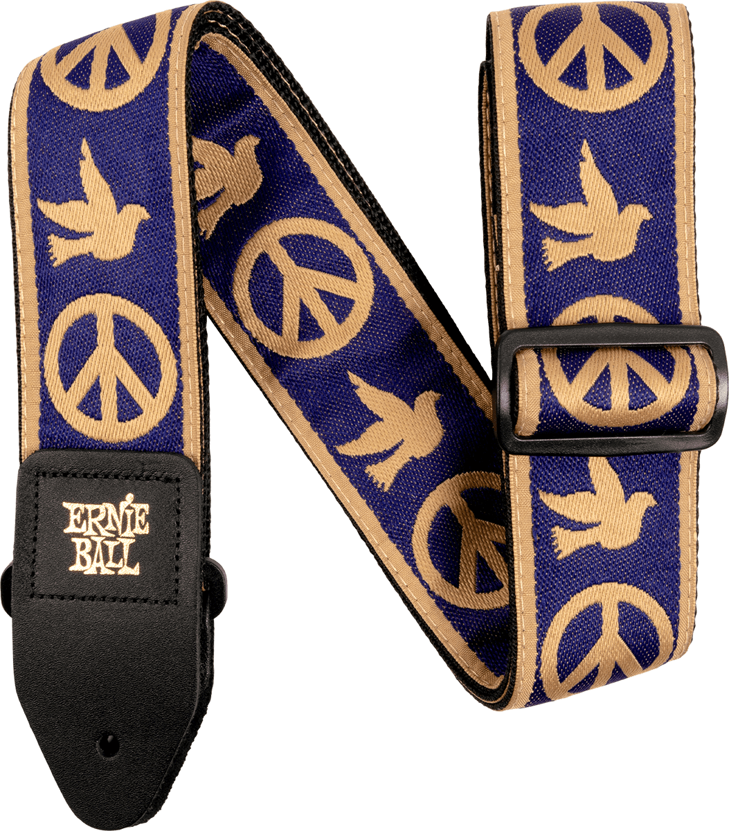 Ernie Ball Jacquard 2.inc Guitar Strap Peace Dove Love Navy Blue Beige - Correa - Main picture