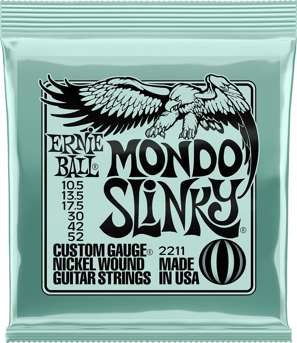 Cuerdas guitarra eléctrica Ernie ball P02211 Electric Guitar 6-String Set Mondo Slinky Nickel Wound 10.5-52 - Juego de cuerdas