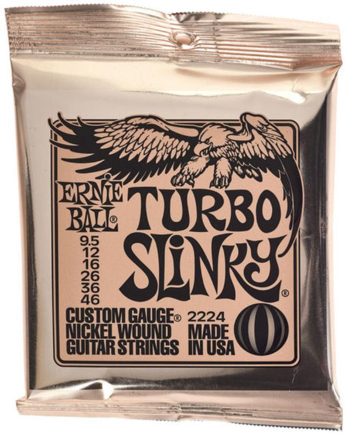 Cuerdas guitarra eléctrica Ernie ball P02224 Electric Guitar 6-string Set Turbo Slinky NPS 9.5-46 - Juego de cuerdas