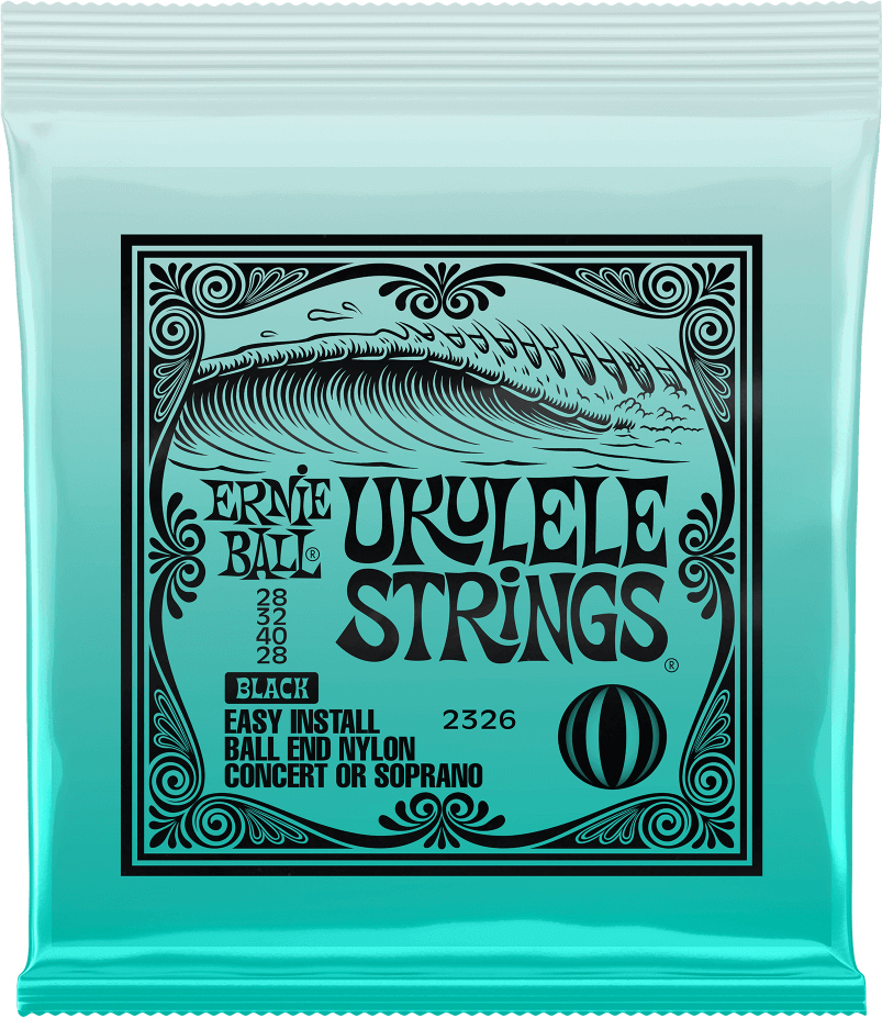 Ernie Ball P02326 Ukulele Ball End Nylon Strings Black Concert/soprano A Boule 4c 28-28 - Cuerdas ukulele - Main picture