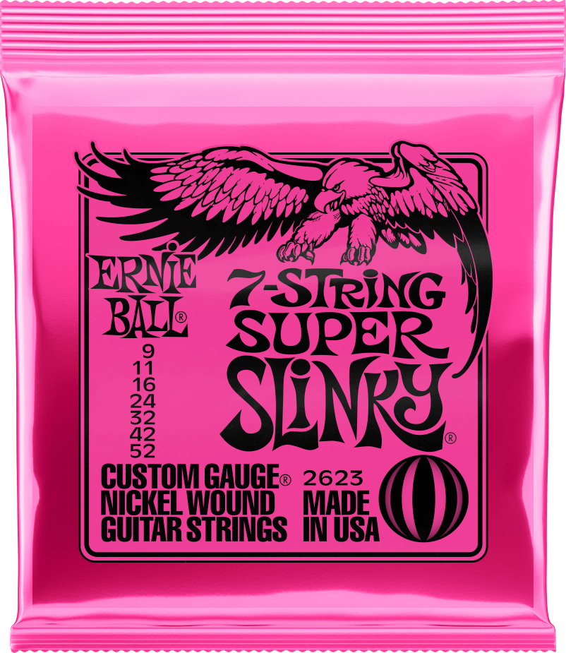 Ernie Ball P02623 Super Slinky Nickel Wound Electric Guitar Strings 7c 9-52 - Cuerdas guitarra eléctrica - Main picture