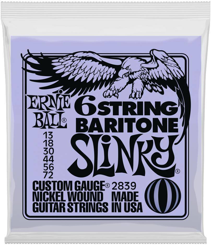 Cuerdas guitarra eléctrica Ernie ball P02839 6-String Baritone Slinky 5/8 Scale Elecric Guitar Strings 13-72 - Juego de cuerdas