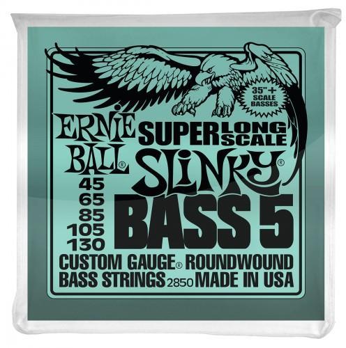 Cuerdas para bajo eléctrico Ernie ball P02850 5-String Slinky Nickel Wound Super Long Scale Electric Bass Strings 45-130