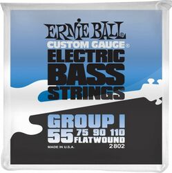Cuerdas para bajo eléctrico Ernie ball BASS (4) 2802 Flatwound Group 1 55-110 - Juego de 4 cuerdas