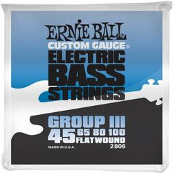 Cuerdas para bajo eléctrico Ernie ball Bass 2806 Flatwound Group III 45-100 - Juego de 4 cuerdas