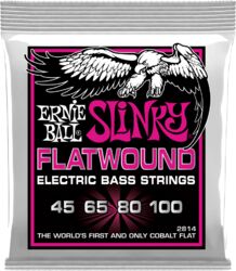Cuerdas para bajo eléctrico Ernie ball Bass (4) 2814 Slinky Flatwound 45-100 - Juego de 4 cuerdas