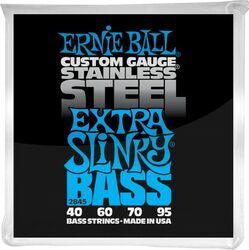 Cuerdas para bajo eléctrico Ernie ball Bass (4) 2845 Stainless Steel Extra Slinky - Juego de 4 cuerdas