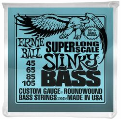 Cuerdas para bajo eléctrico Ernie ball Bass (4) 2849 Slinky Super Long Scale 45-105 - Juego de 4 cuerdas