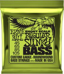 Cuerdas para bajo eléctrico Ernie ball Bass (4) 2852 Regular Slinky Short Scale 45-105 - Juego de 4 cuerdas