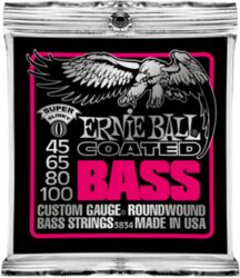 Cuerdas para bajo eléctrico Ernie ball Bass (4) 3834 Coated Super Slinky 45-100 - Juego de 4 cuerdas