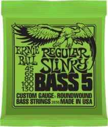 Cuerdas para bajo eléctrico Ernie ball Bass (5) 2836 Regular Slinky 45-130 - Juego de 5 cuerdas