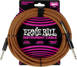 Cable Ernie ball Instrument cable woven sheath jack/jack 5.5m orange and black